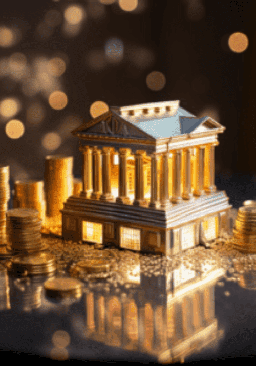Gold Coins Building Financial Triumph