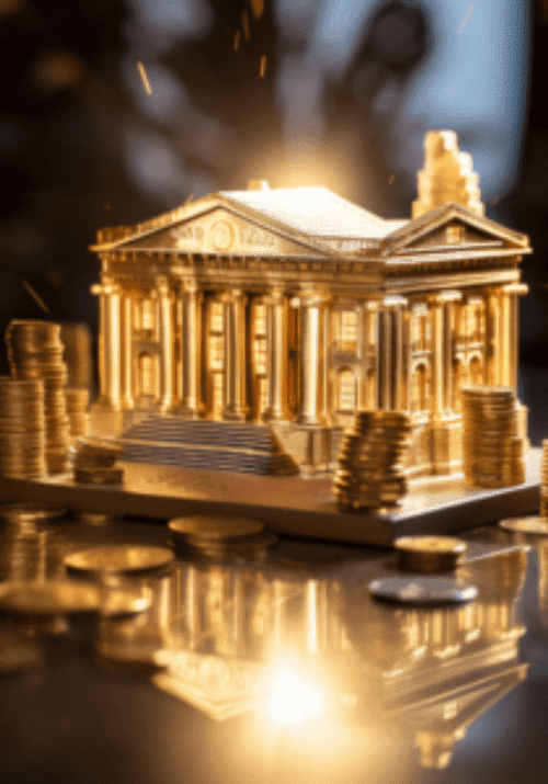 Gold Coins Building Financial Triumph