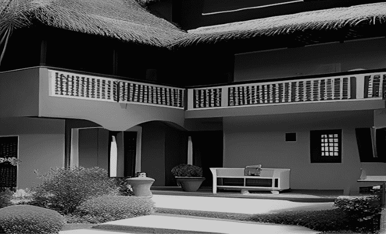 Black/White - Hotel Front Patio Yard Garden - HumanusX Main